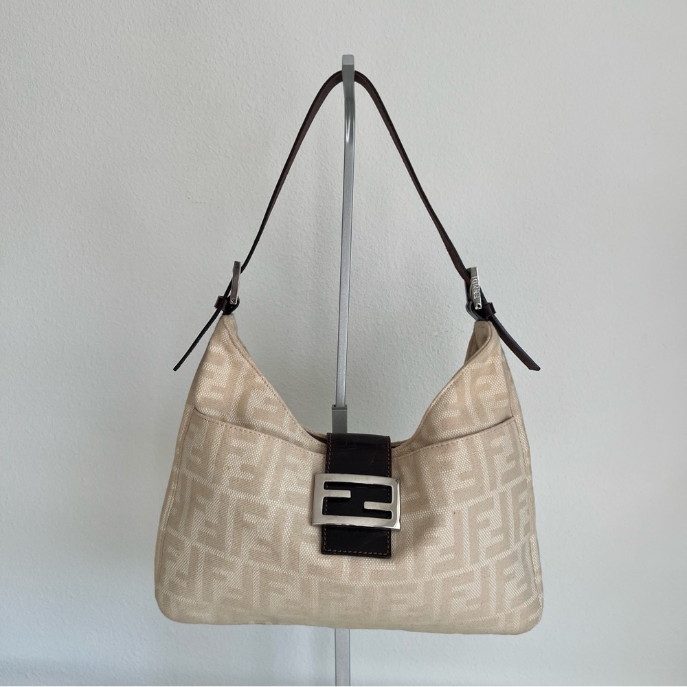 Fendi Canvas Mamma Baguette Shoulder Bag – Monogram, Silver Hardware